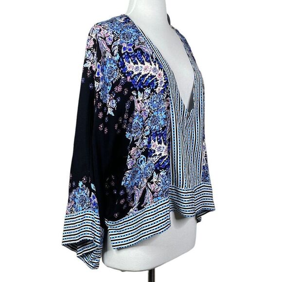 Free People Mix 'n' Match Patchwork Floral Blouse Size Medium - Picture 2 of 7